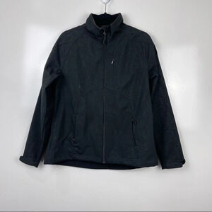 Double Diamond Black Embossed Soft Shell Fleece Lined Zip Up Jacket Size Large